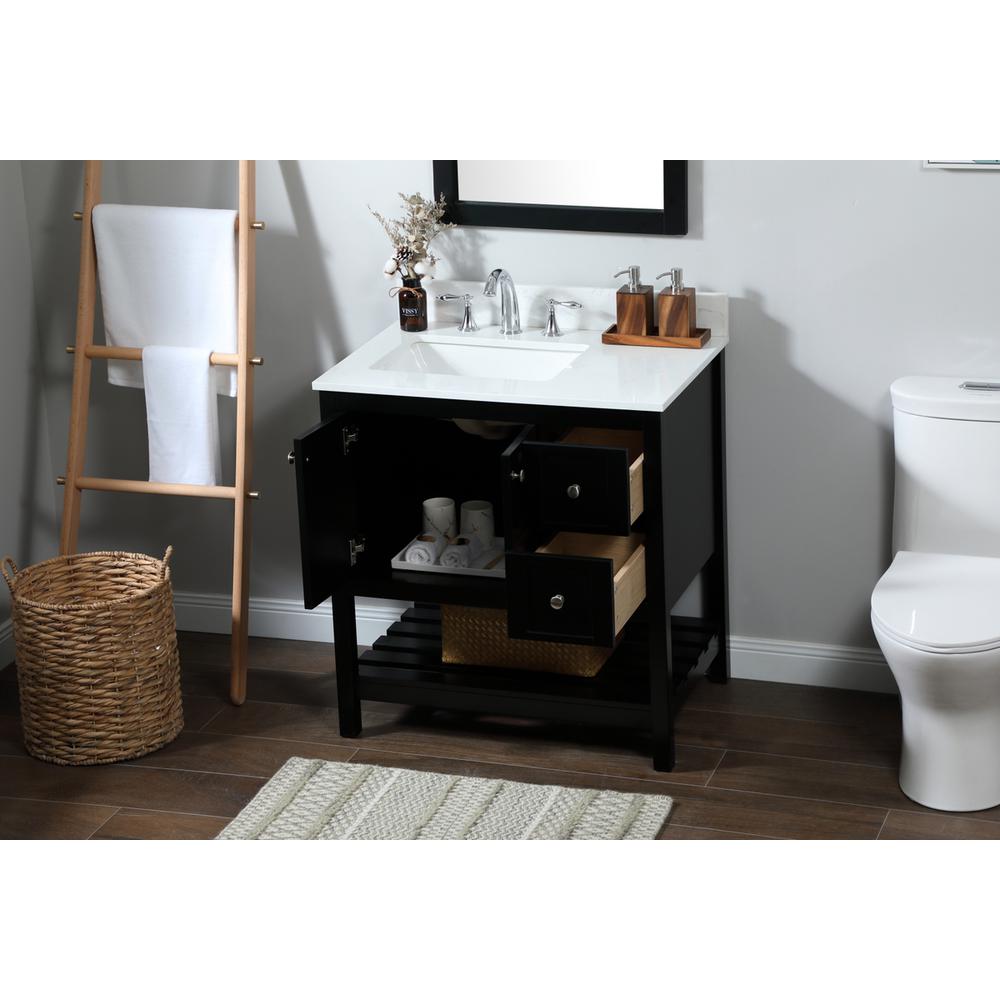 32 inch Single bathroom vanity in black with backsplash. Picture 3