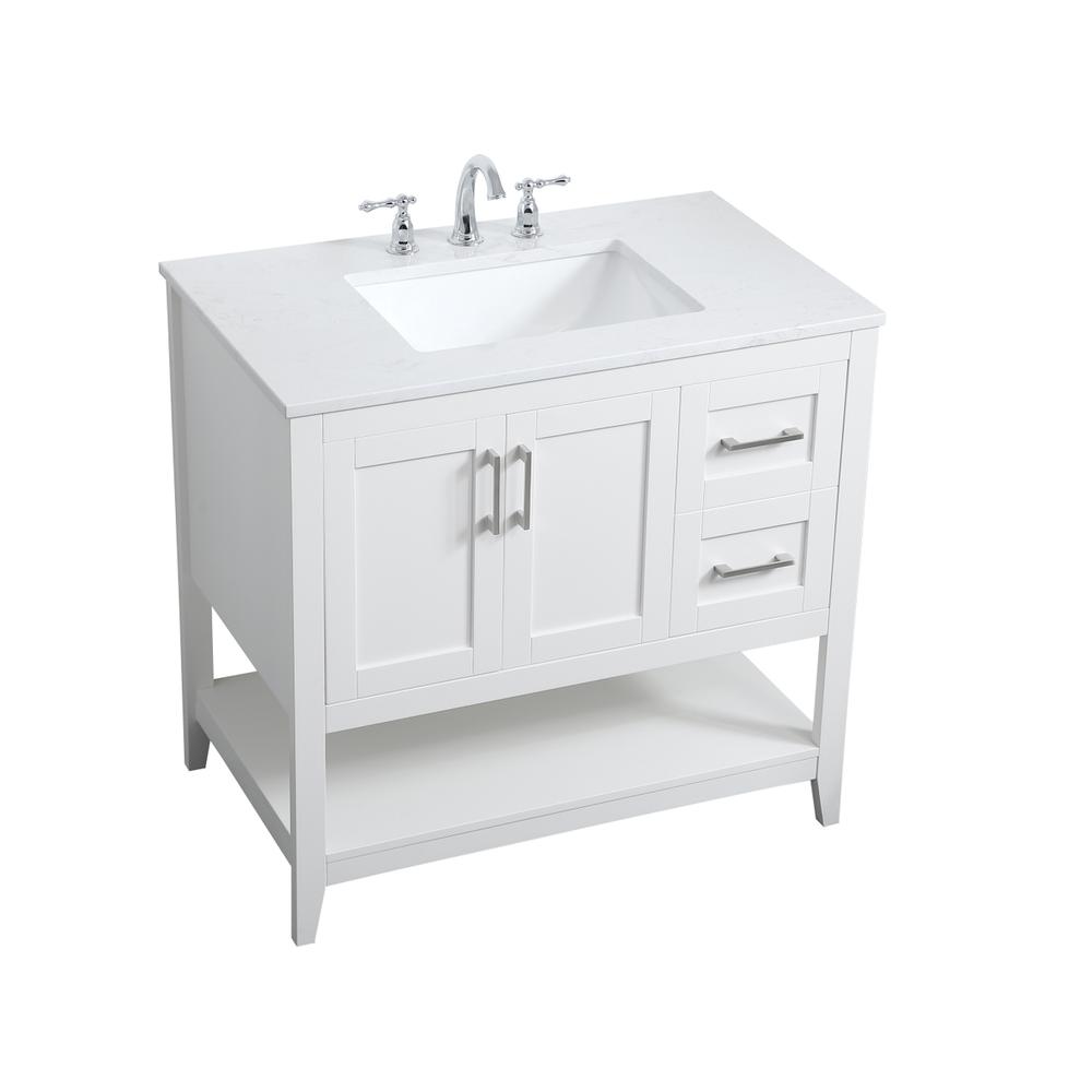 36 inch Single Bathroom Vanity in White. Picture 8