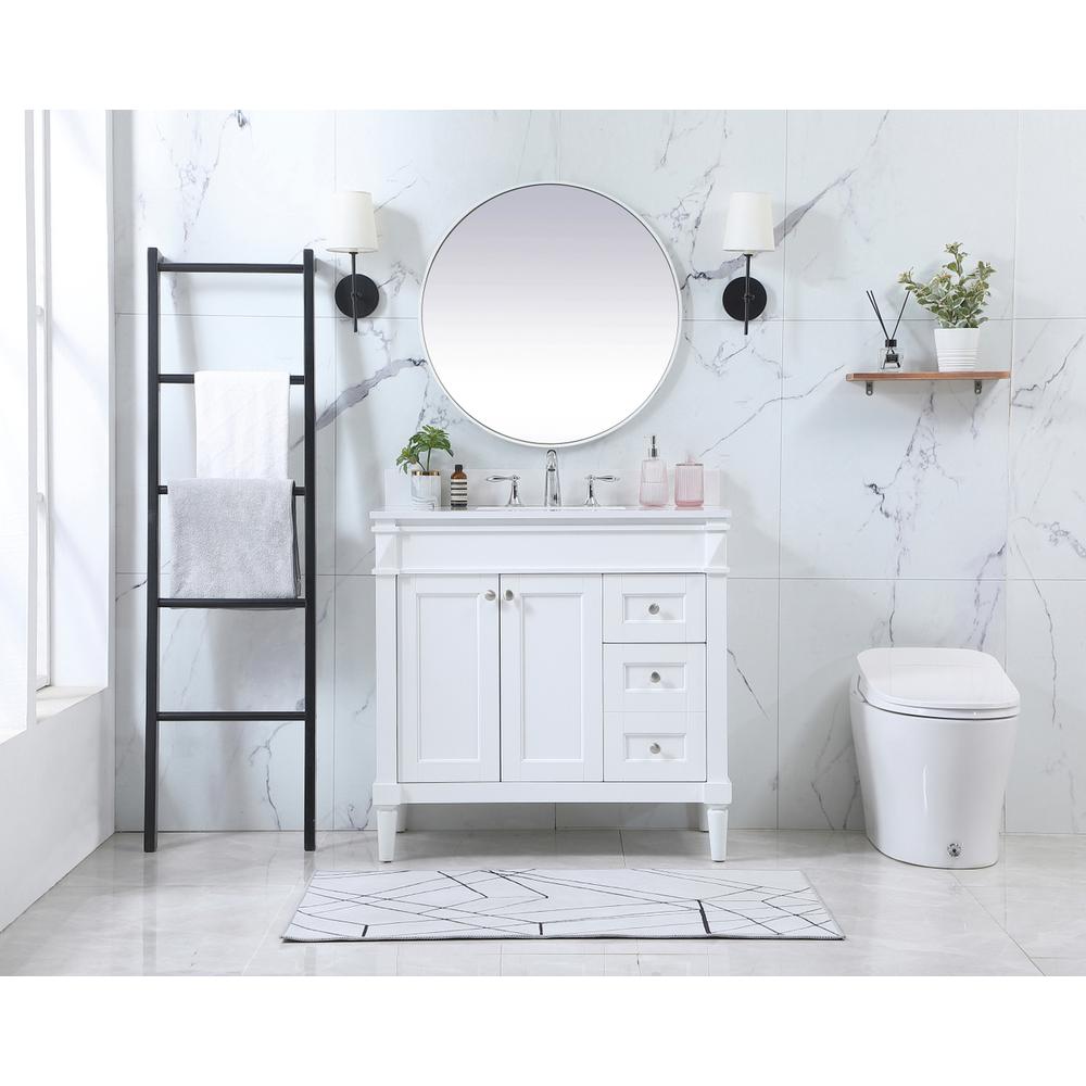 36 inch Single bathroom vanity in white with backsplash. Picture 4
