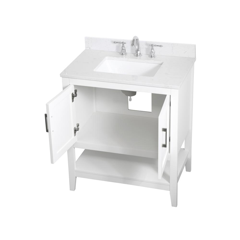 30 inch Single Bathroom Vanity in White with Backsplash. Picture 9
