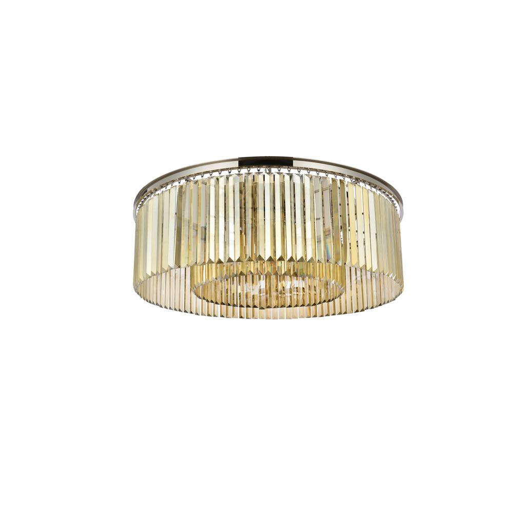 Sydney 10 light polished nickel Flush Mount Golden Teak. Picture 6
