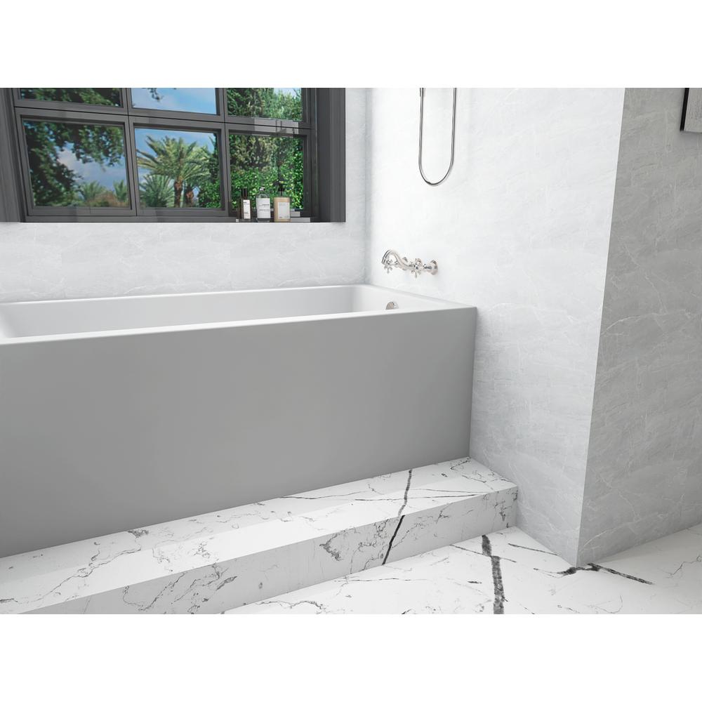 Alcove soaking bathtub 32x60 inch right drain in glossy white. Picture 5