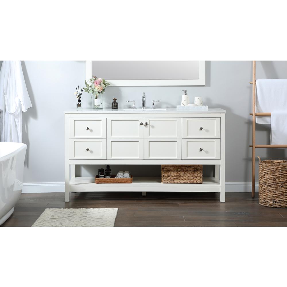 60 inch Single bathroom vanity in white. Picture 14