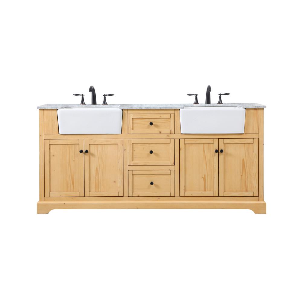 72 inch double bathroom vanity in natural wood. Picture 1