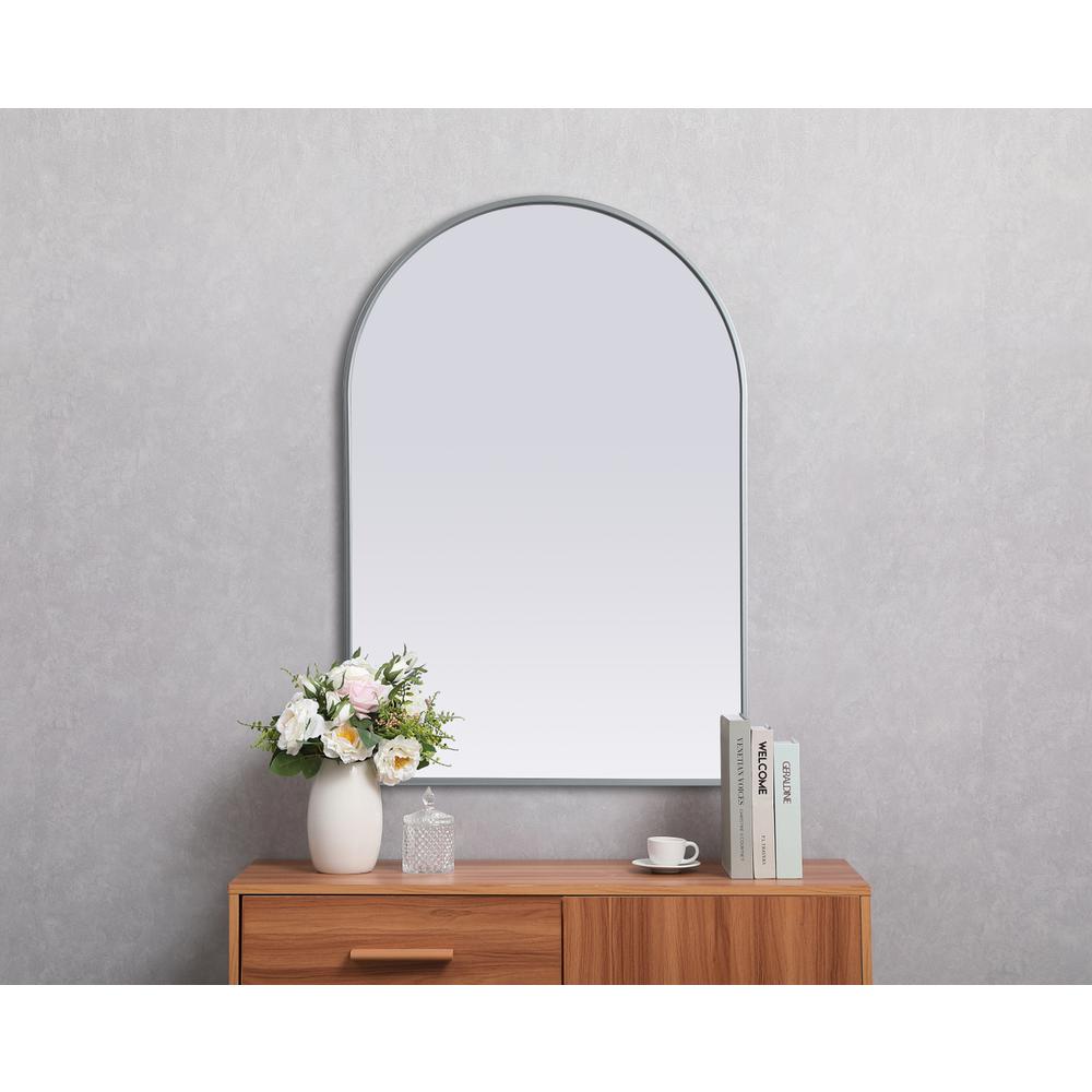 Metal Frame Arch Mirror 27x40 Inch in Silver. Picture 2