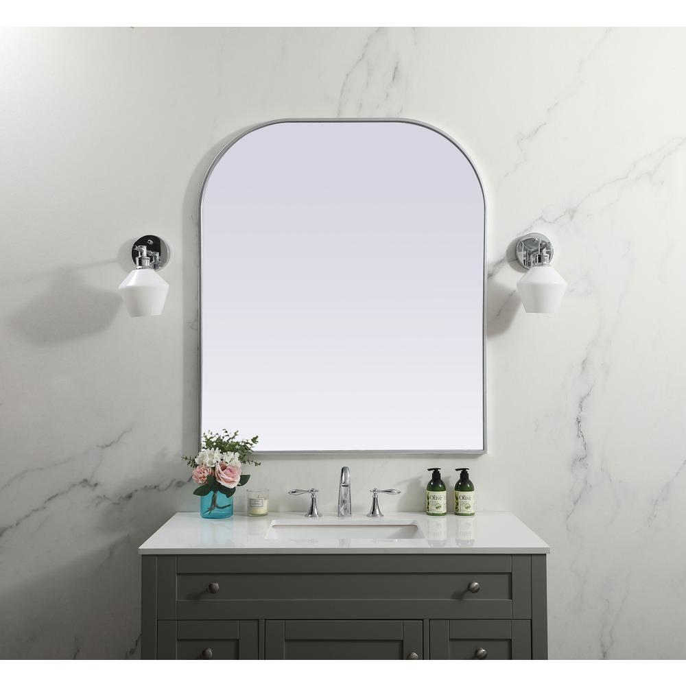 Metal Frame Arch Mirror 36x42 Inch in Silver. Picture 9