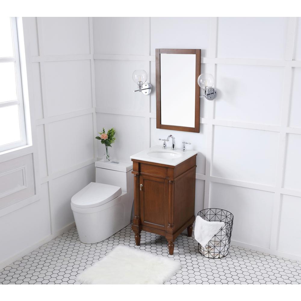 18 inch Single Bathroom vanity in walnut  with ivory white engineered marble. Picture 11