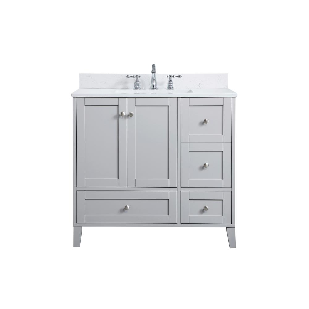 36 inch Single Bathroom Vanity in Grey with Backsplash. Picture 1