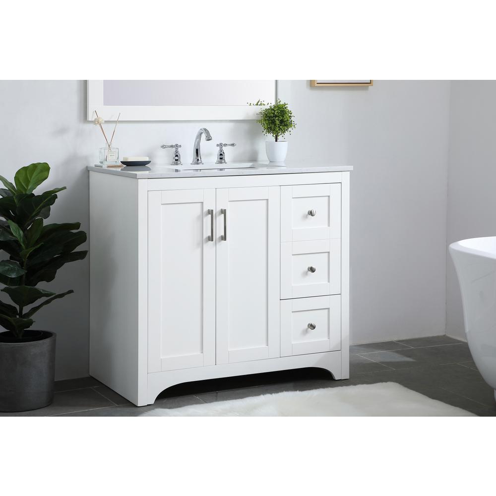 36 inch Single Bathroom Vanity in White. Picture 2