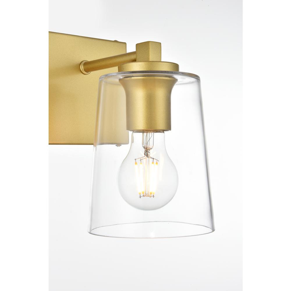 Kacey 1 light Brass and Clear Bath Sconce. Picture 4