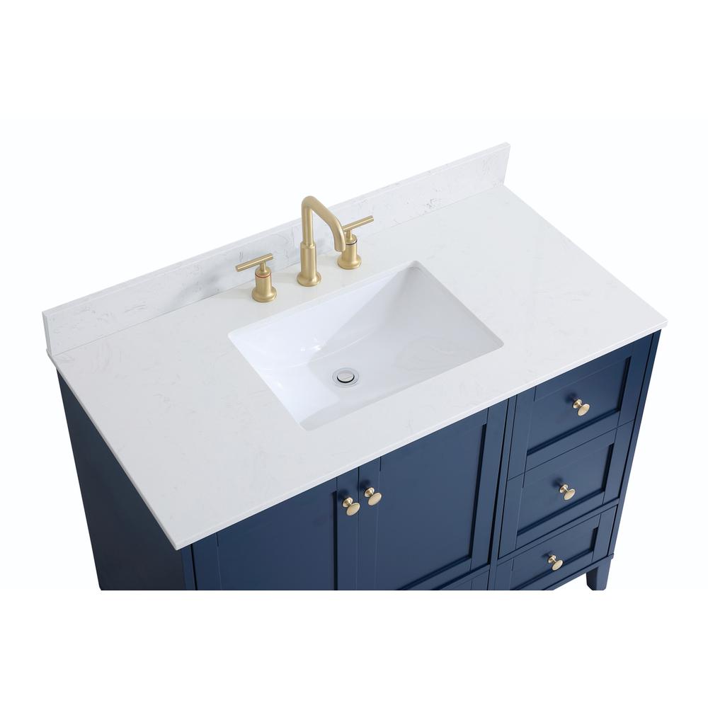 42 inch Single Bathroom Vanity in Blue with Backsplash. Picture 10