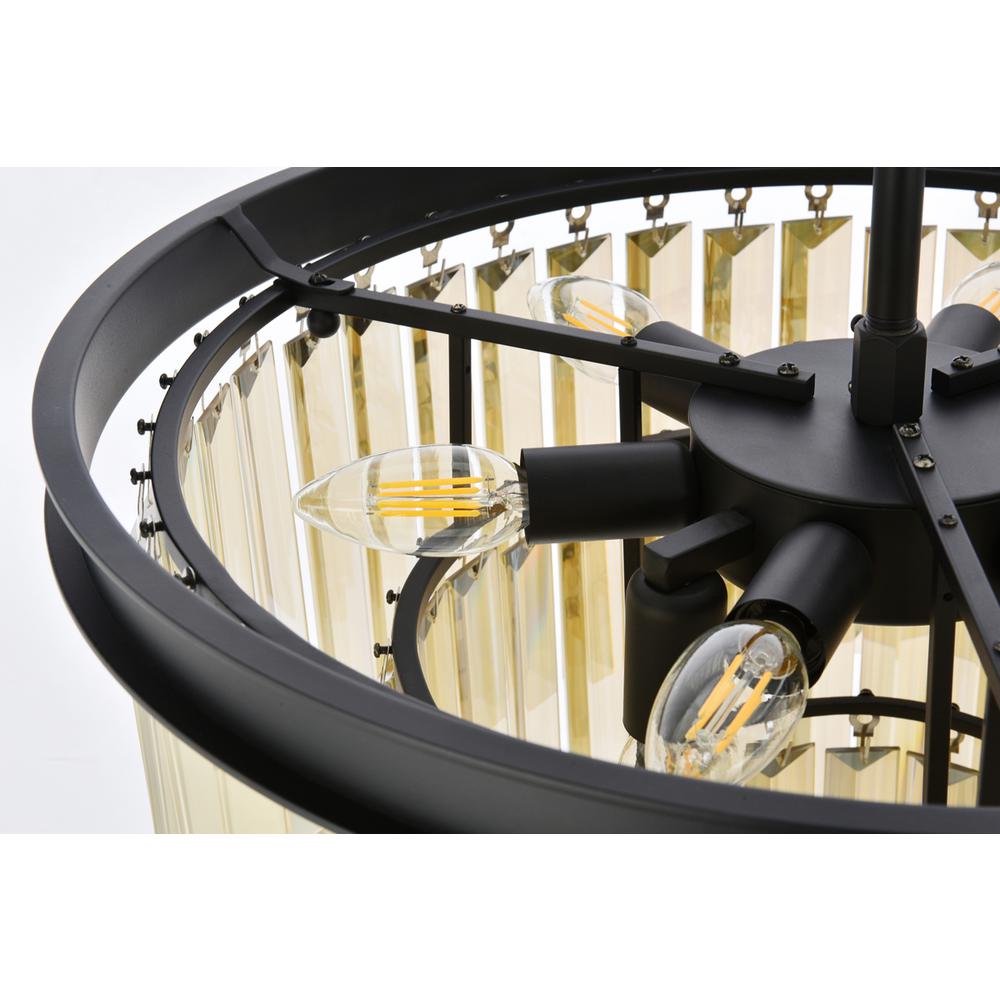 Sydney 9 light Matte Black Chandelier Golden Teak (Smoky) Royal Cut Crystal. Picture 4