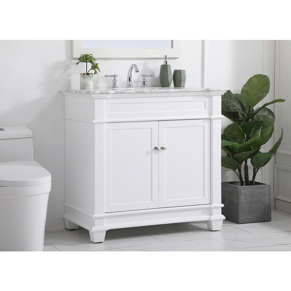 36 inch Single Bathroom Vanity set in White. Picture 2