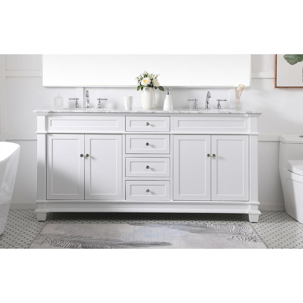 72 inch Double Bathroom Vanity set in White. Picture 14