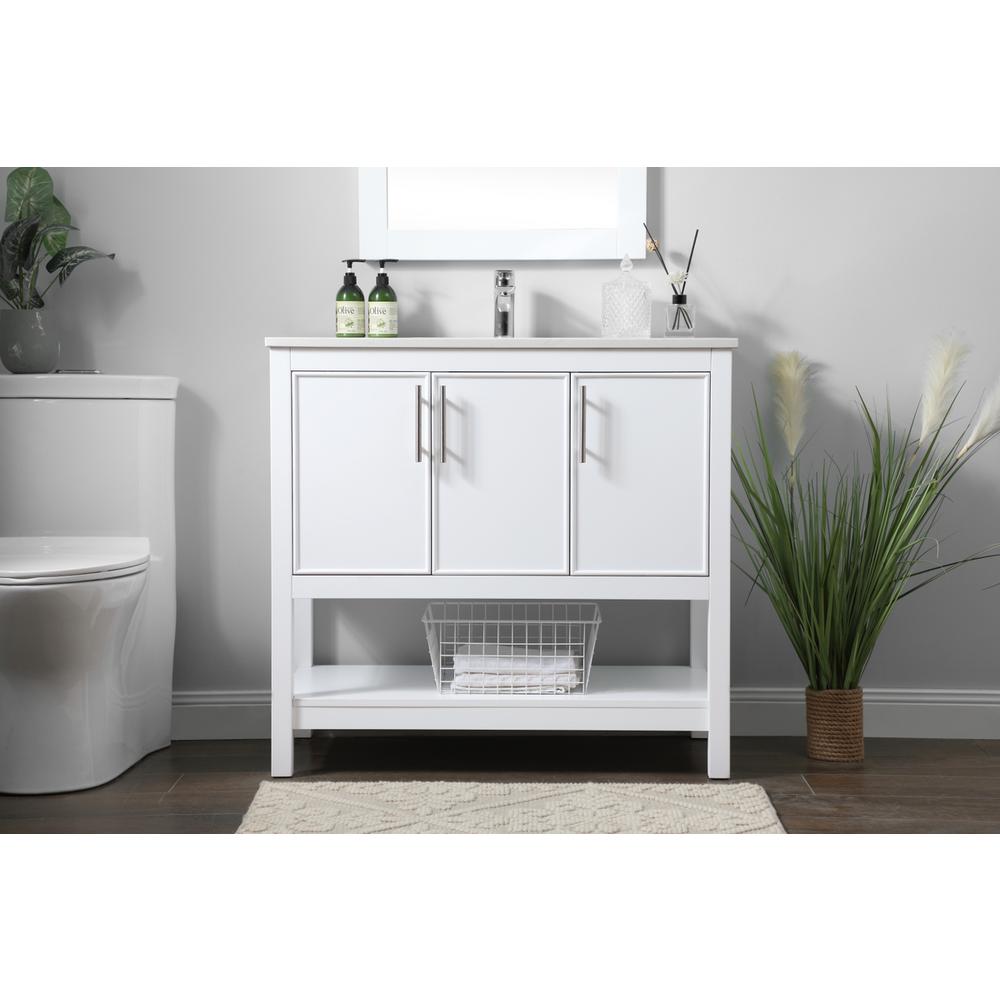 36 Inch SIngle Bathroom Vanity In White. Picture 14