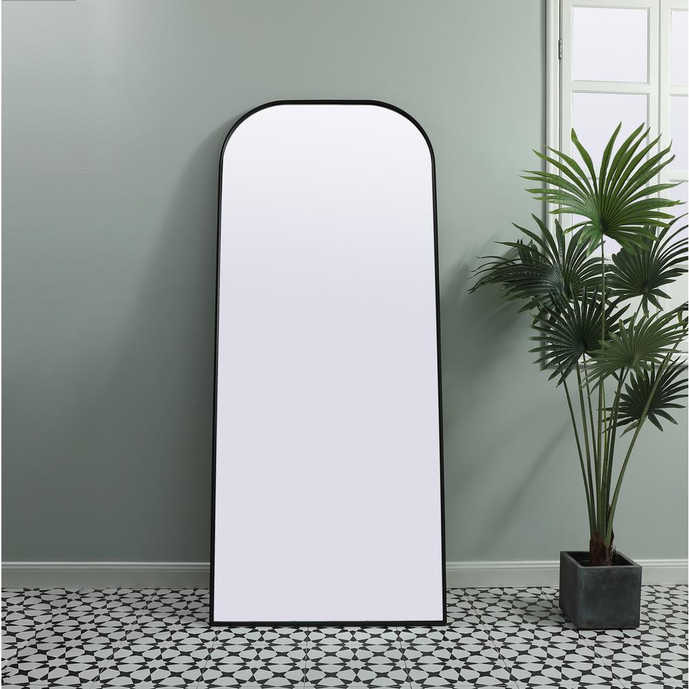 Metal Frame Arch Full Length Mirror 32x76 Inch in Black. Picture 2