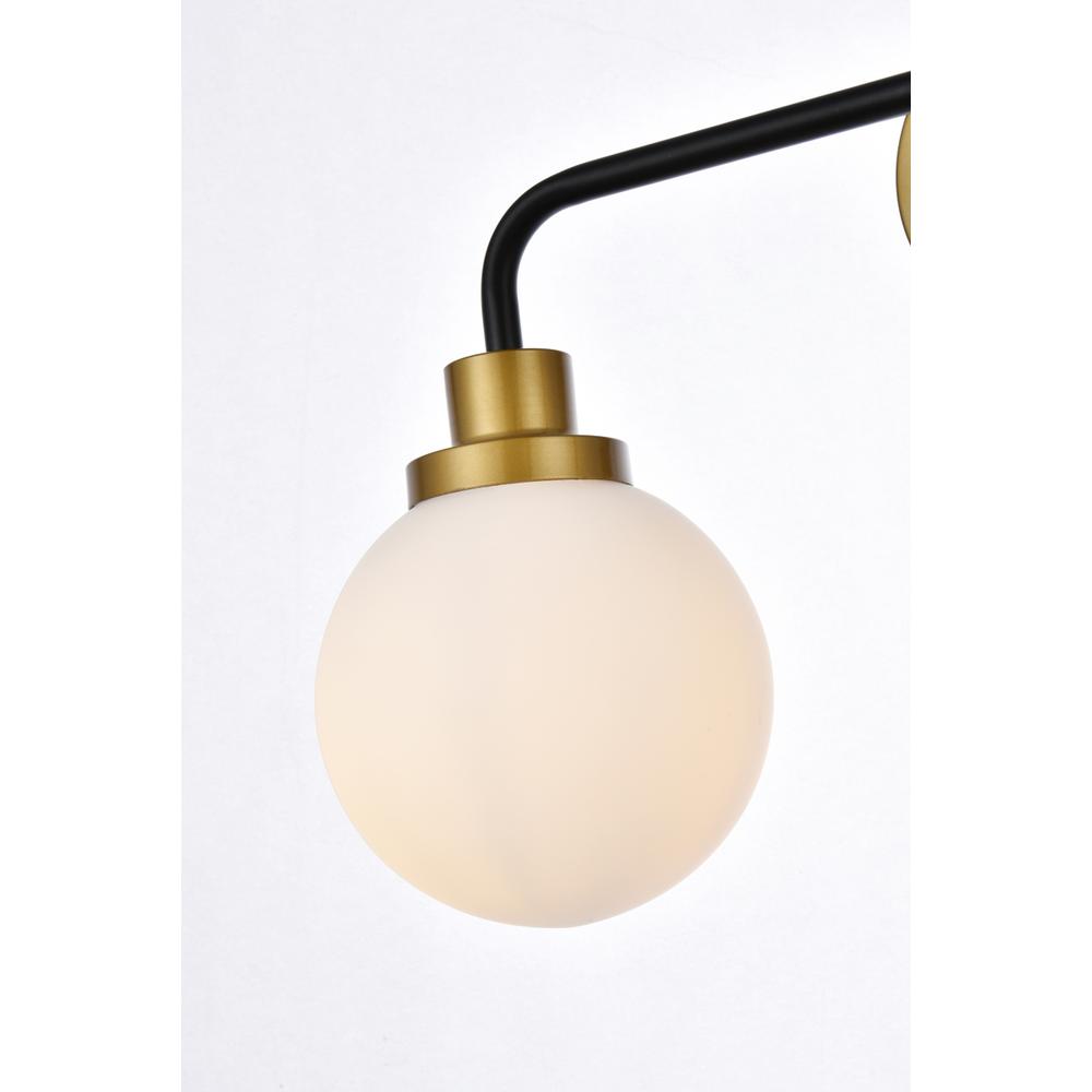 Hanson 2 lights bath sconce in black with brass with frosted shade. Picture 3