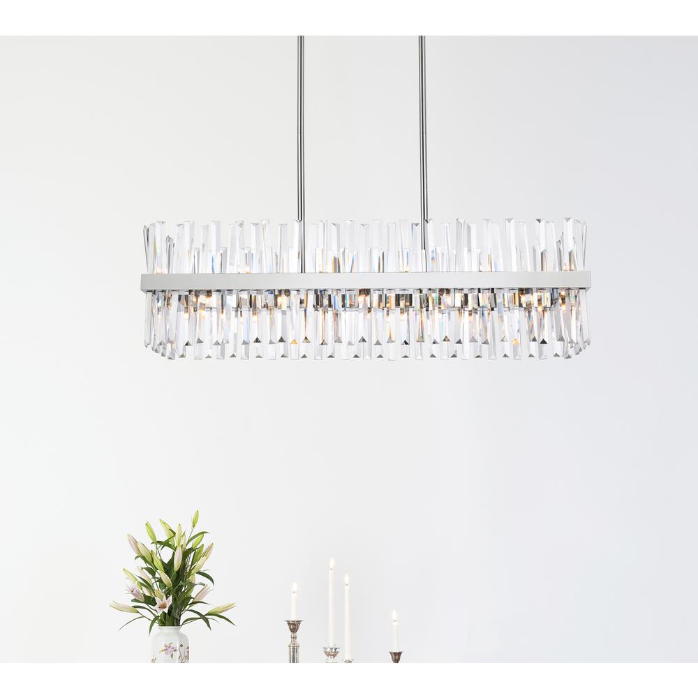 Serephina 42 inch crystal rectangle chandelier light in chrome. Picture 7