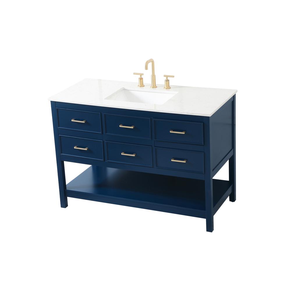 48 inch Single bathroom vanity in blue. Picture 8