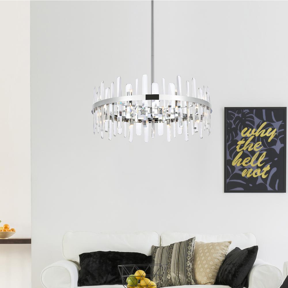 Serena 32 inch crystal round chandelier in chrome. Picture 8