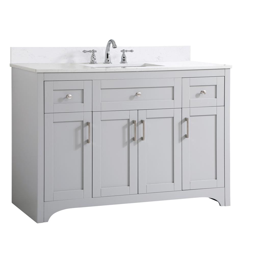 48 inch Single Bathroom Vanity in Grey with Backsplash. Picture 8