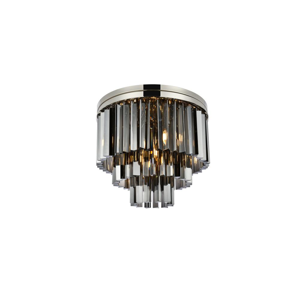 Sydney 9 light polished nickel Flush Mount Silver Shade (Grey) Royal Cut Crystal. Picture 2