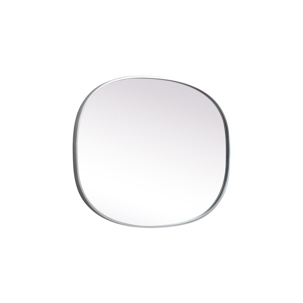 Metal Frame Oval Mirror 27x36 Inch in Silver. Picture 9