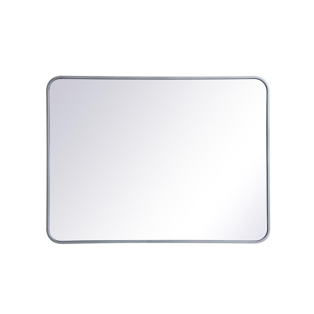 Soft corner metal rectangular mirror 27x36 inch in Silver. Picture 1
