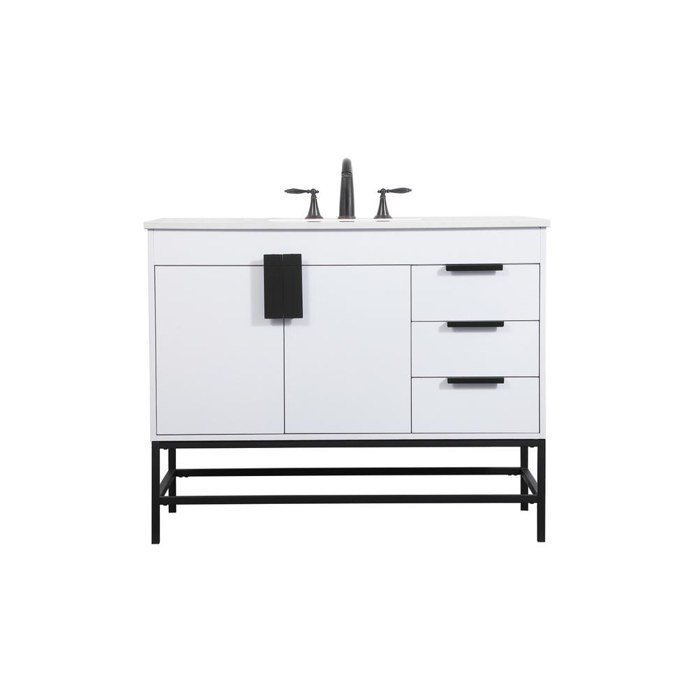 42 inch Single bathroom vanity in white. Picture 1