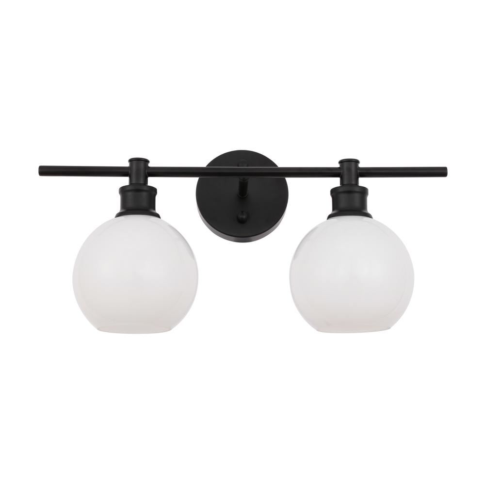 Collier 2 light Black and Frosted white glass Wall sconce. Picture 12