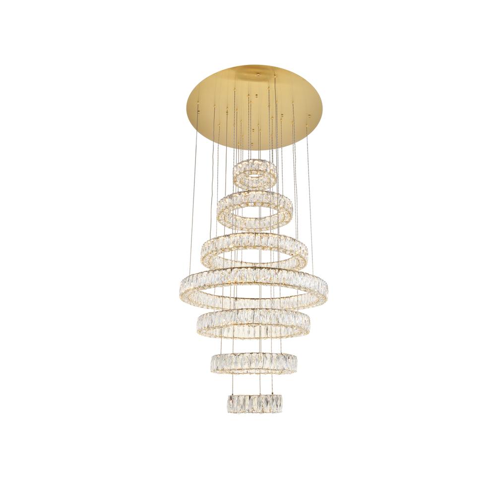 Monroe Integrated LED light Gold Chandelier Clear Royal Cut Crystal. Picture 2