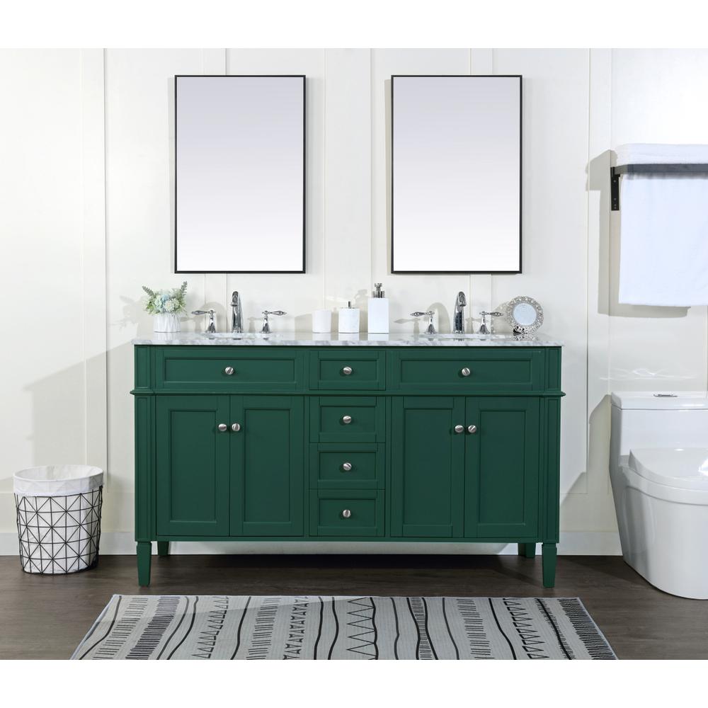 60 inch double bathroom vanity in green. Picture 4