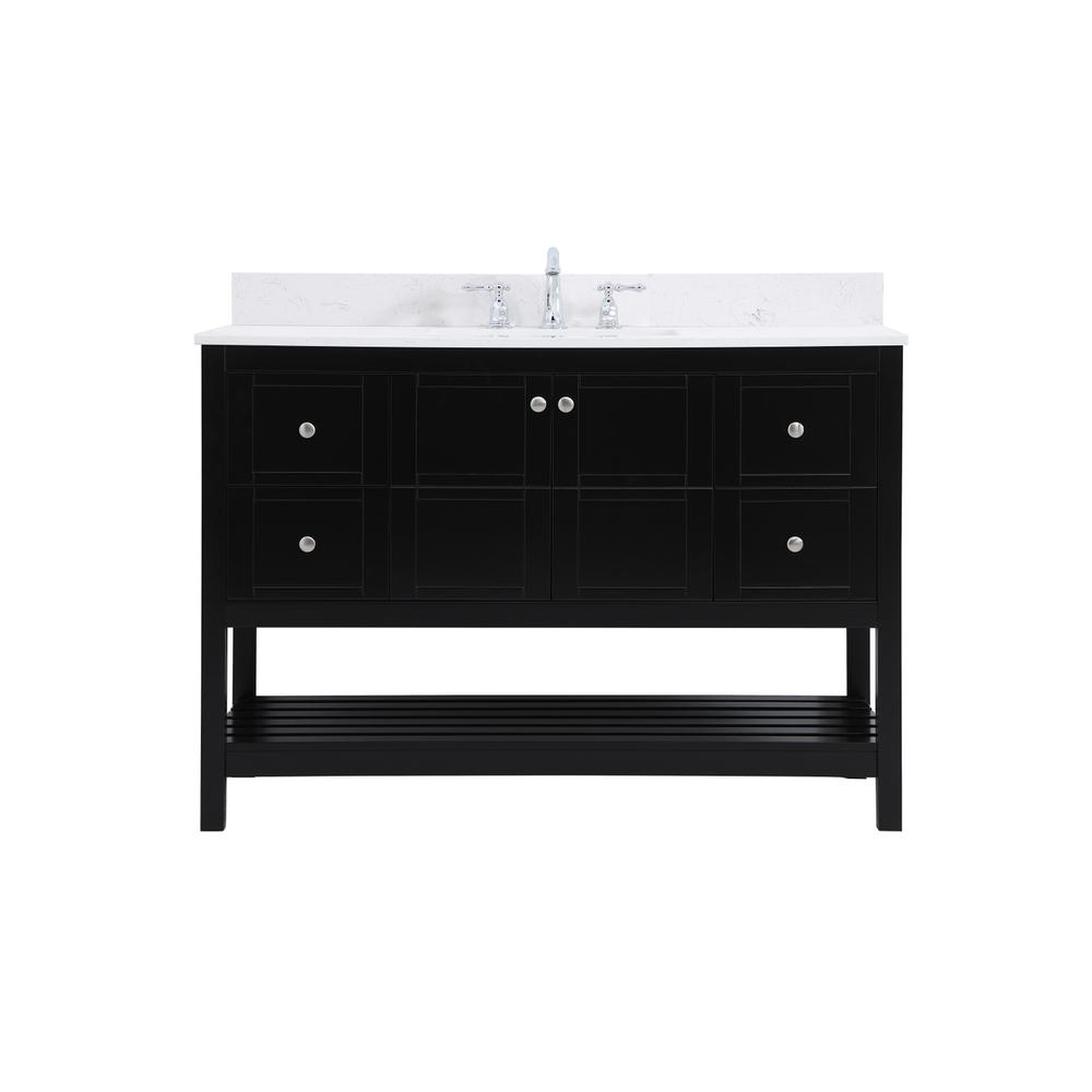 48 inch Single Bathroom Vanity in Black with Backsplash. Picture 1