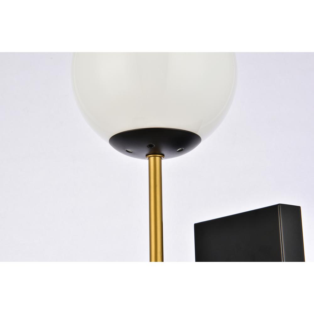 Neri 2 lights black and brass and white glass wall sconce. Picture 6
