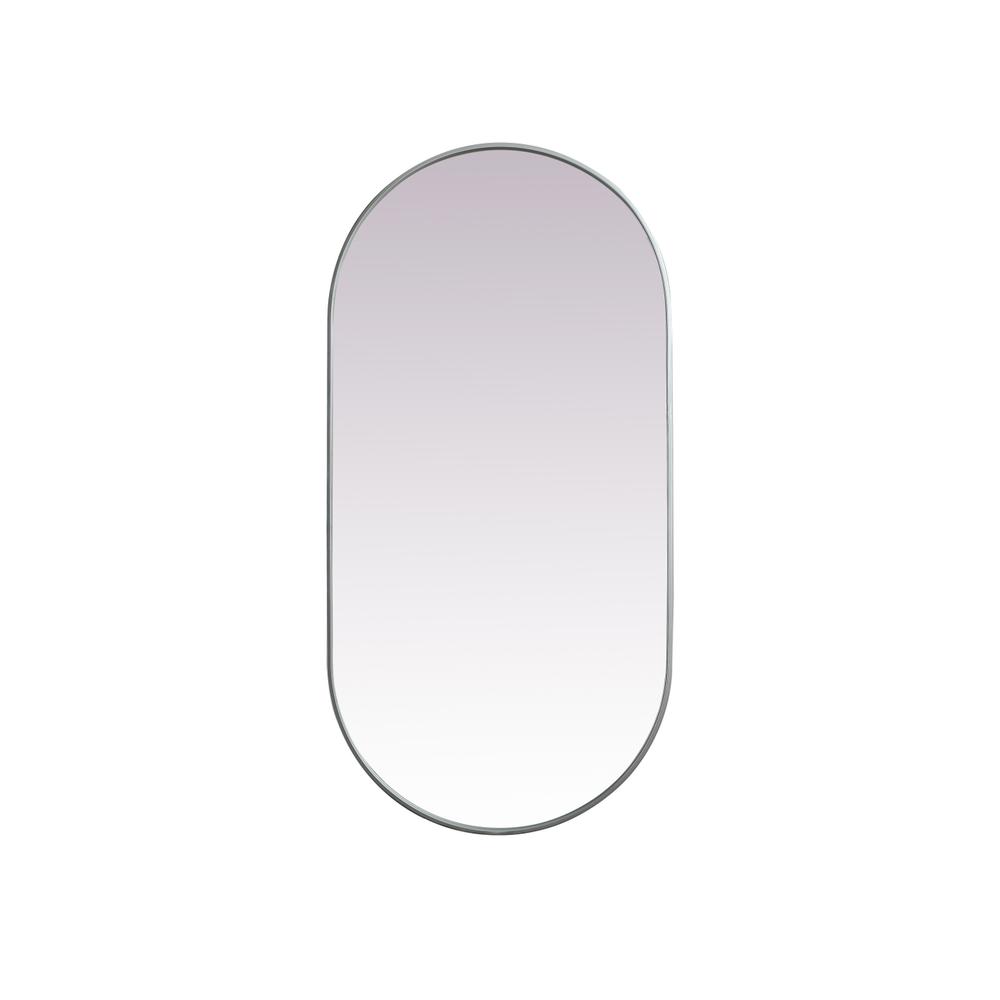 Metal Frame Oval Mirror 30x60 Inch in Silver. Picture 1