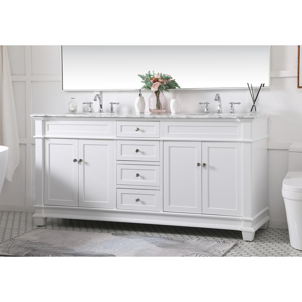 72 inch Double Bathroom Vanity set in White. Picture 2