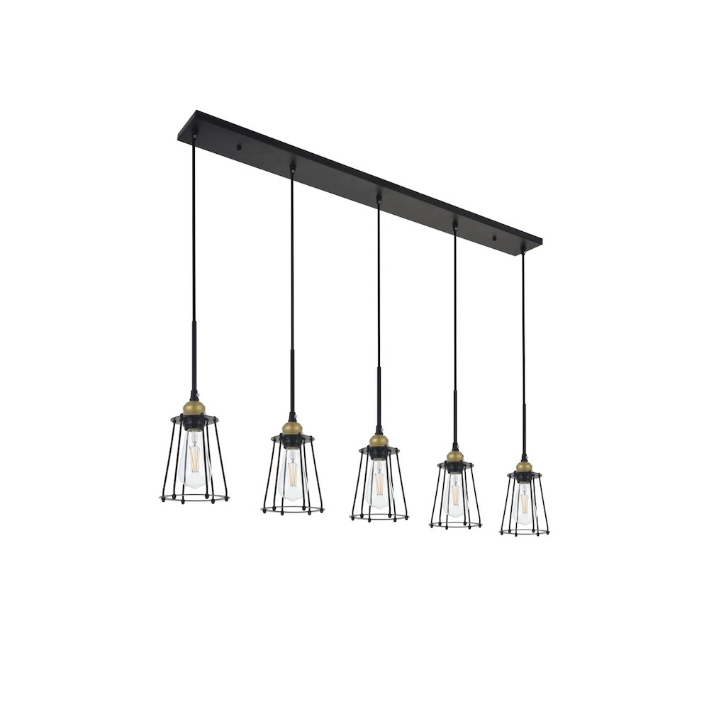 Auspice 5 Light Brass And Black Pendant. Picture 5
