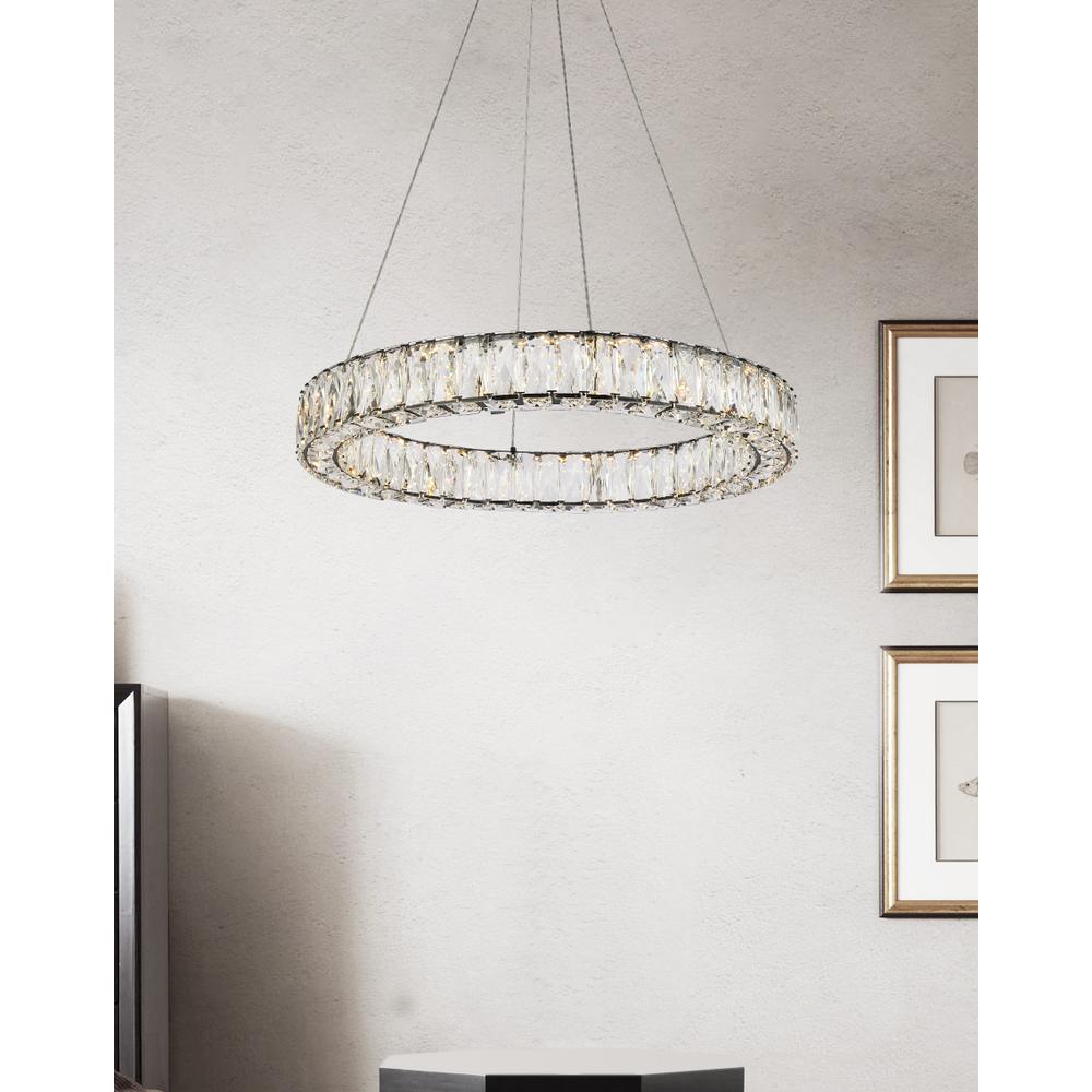 Monroe 23 inch LED round Single pendant in black. Picture 7