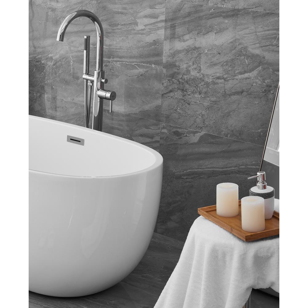 54 inch soaking roll top bathtub in glossy white. Picture 6