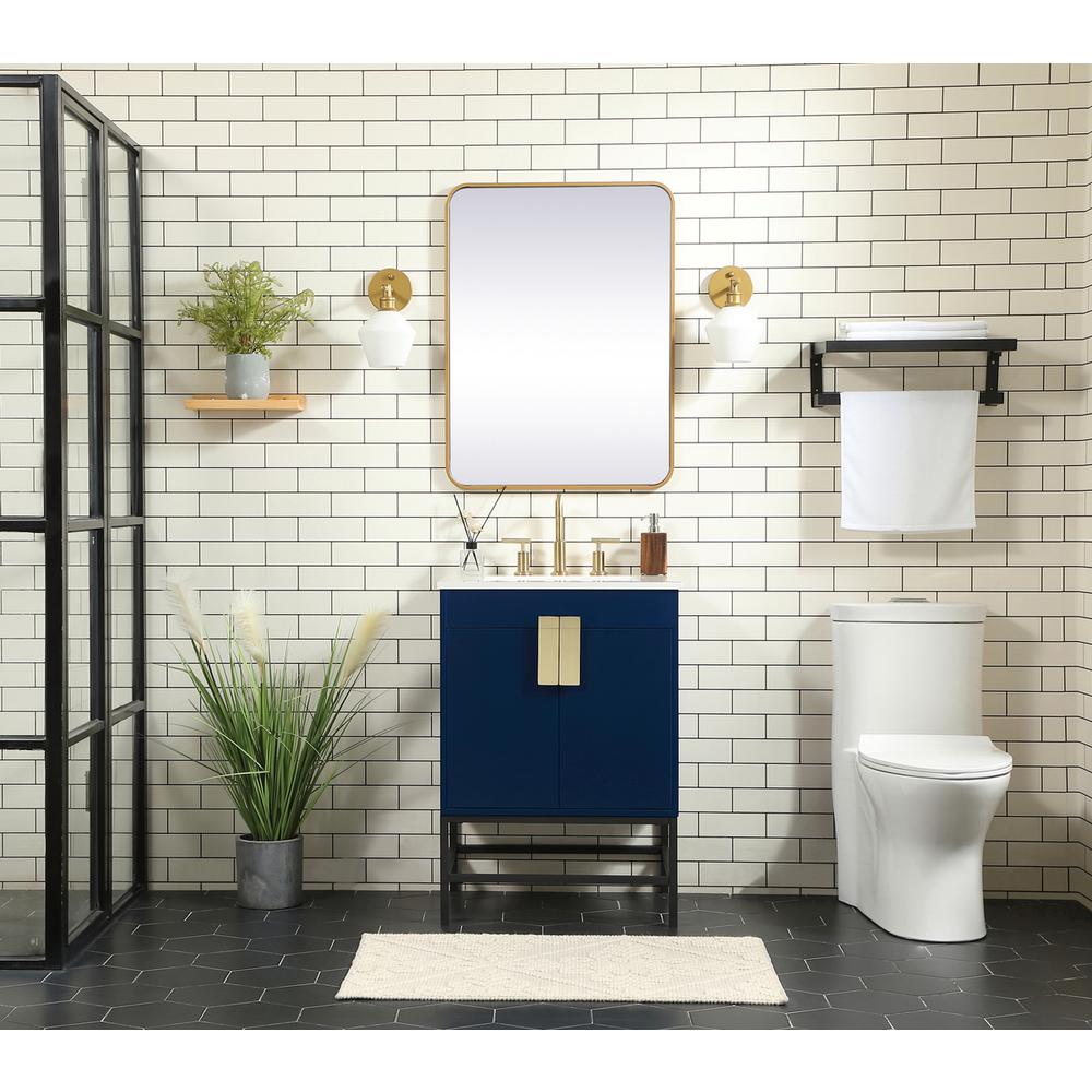 24 inch Single bathroom vanity in blue. Picture 4