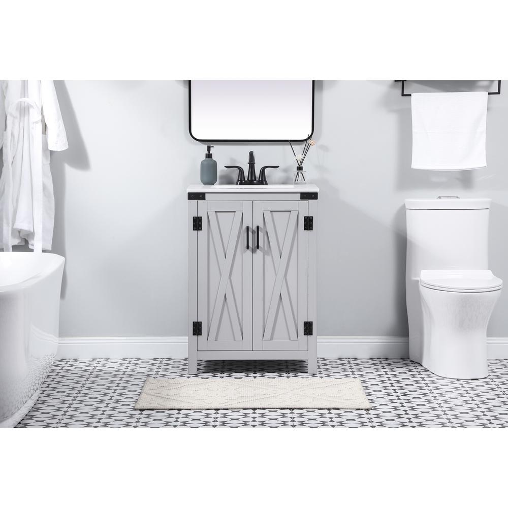 24 inch Single bathroom vanity in grey. Picture 14