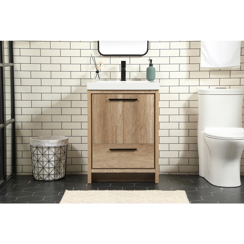 24 inch Single bathroom vanity in natural oak. Picture 14