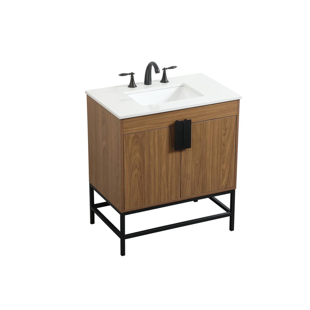 30 inch Single bathroom vanity in walnut brown. Picture 8