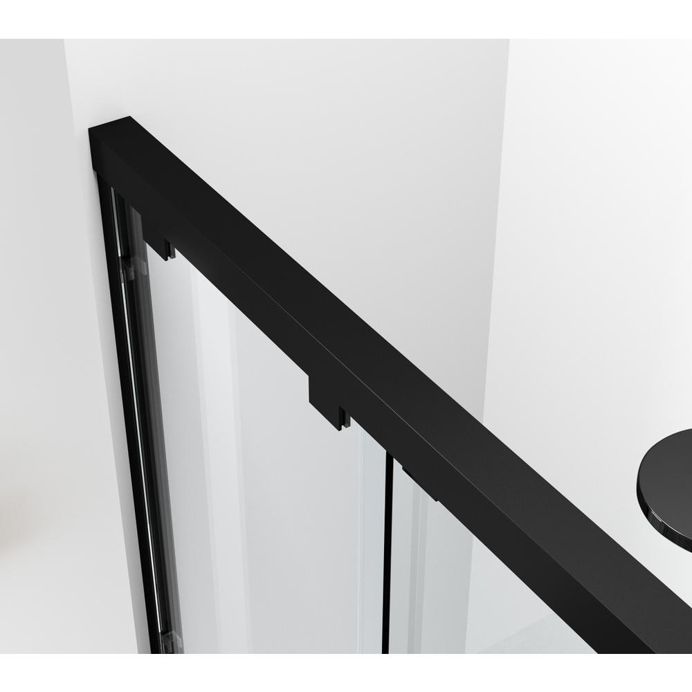 Semi-frameless shower door 48 x 76 Matte Black. Picture 7