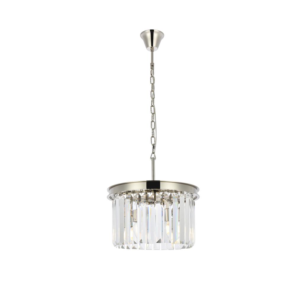 Sydney 3 light polished nickel Pendant Clear Royal Cut Crystal. Picture 1
