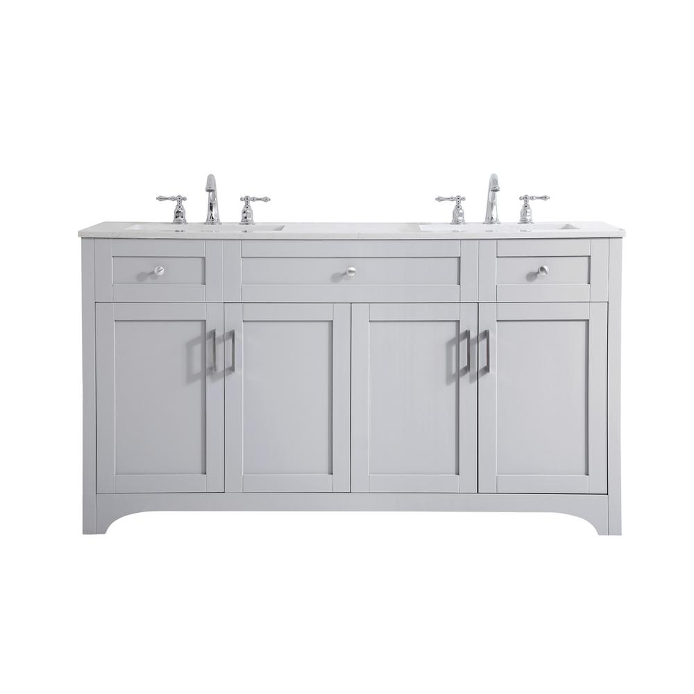 60 inch Double Bathroom Vanity in Grey. Picture 1