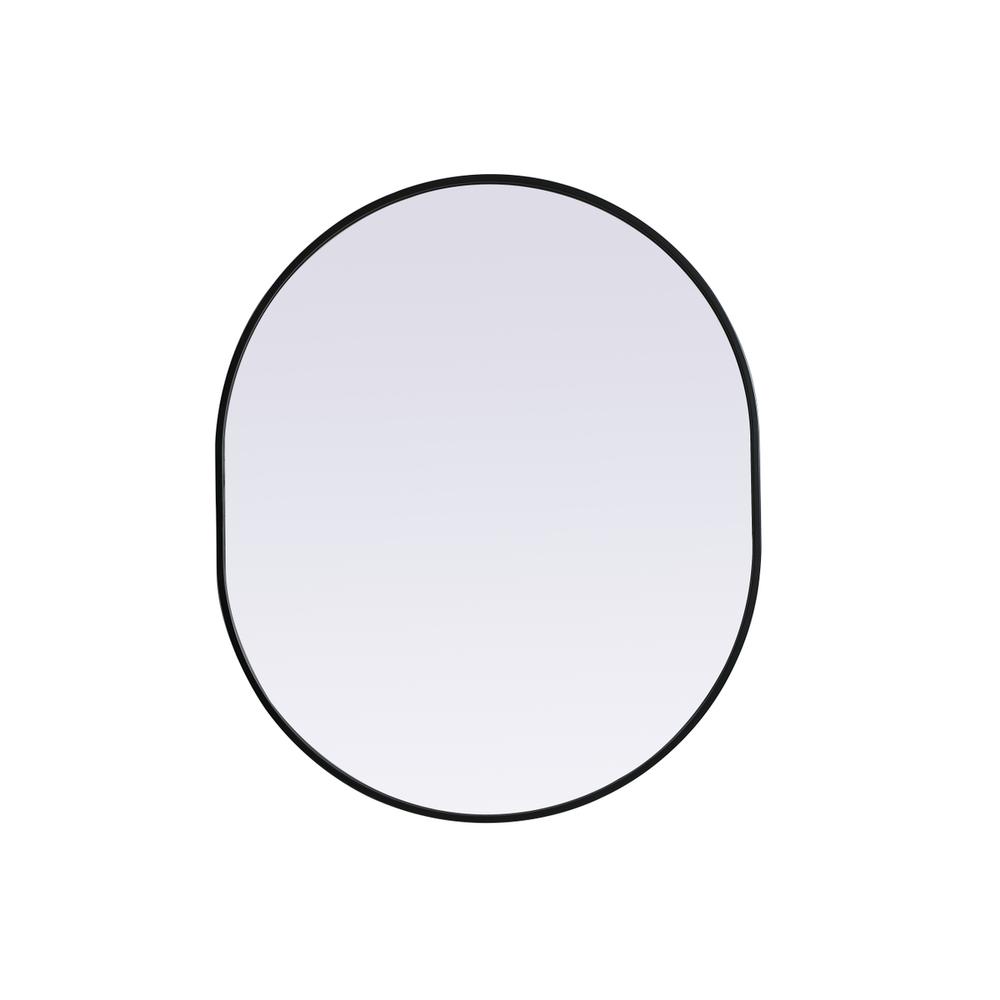 Metal Frame Oval Mirror 30x36 Inch in Black. Picture 1