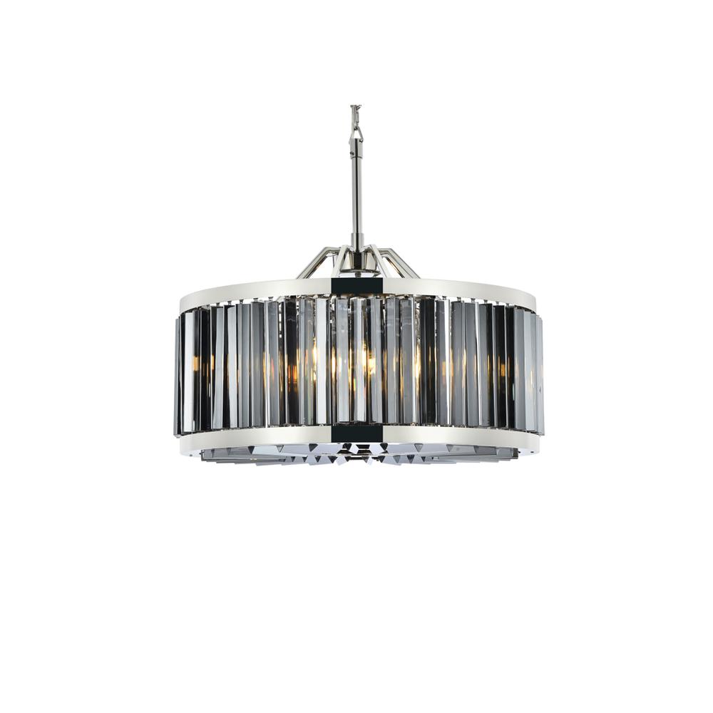 Chelsea 8 light polished nickel Chandelier Silver Shade (Grey) Royal Cut Crystal. Picture 2