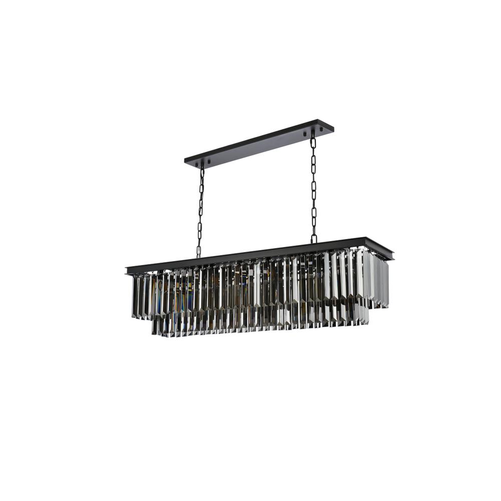 Sydney 12 light Matte Black Chandelier Silver Shade (Grey) Royal Cut Crystal. Picture 6