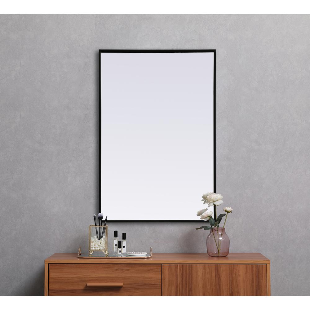 Metal Frame Rectangle Mirror 24x36 Inch in Black. Picture 3
